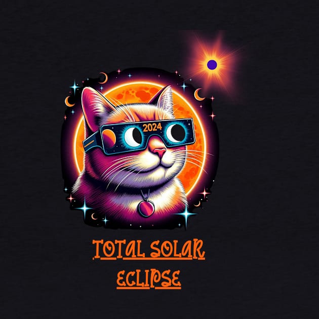 Total Solar Eclipse 2024 Cat Wearing Solar Eclipse Glasses by Chahrazad's Treasures